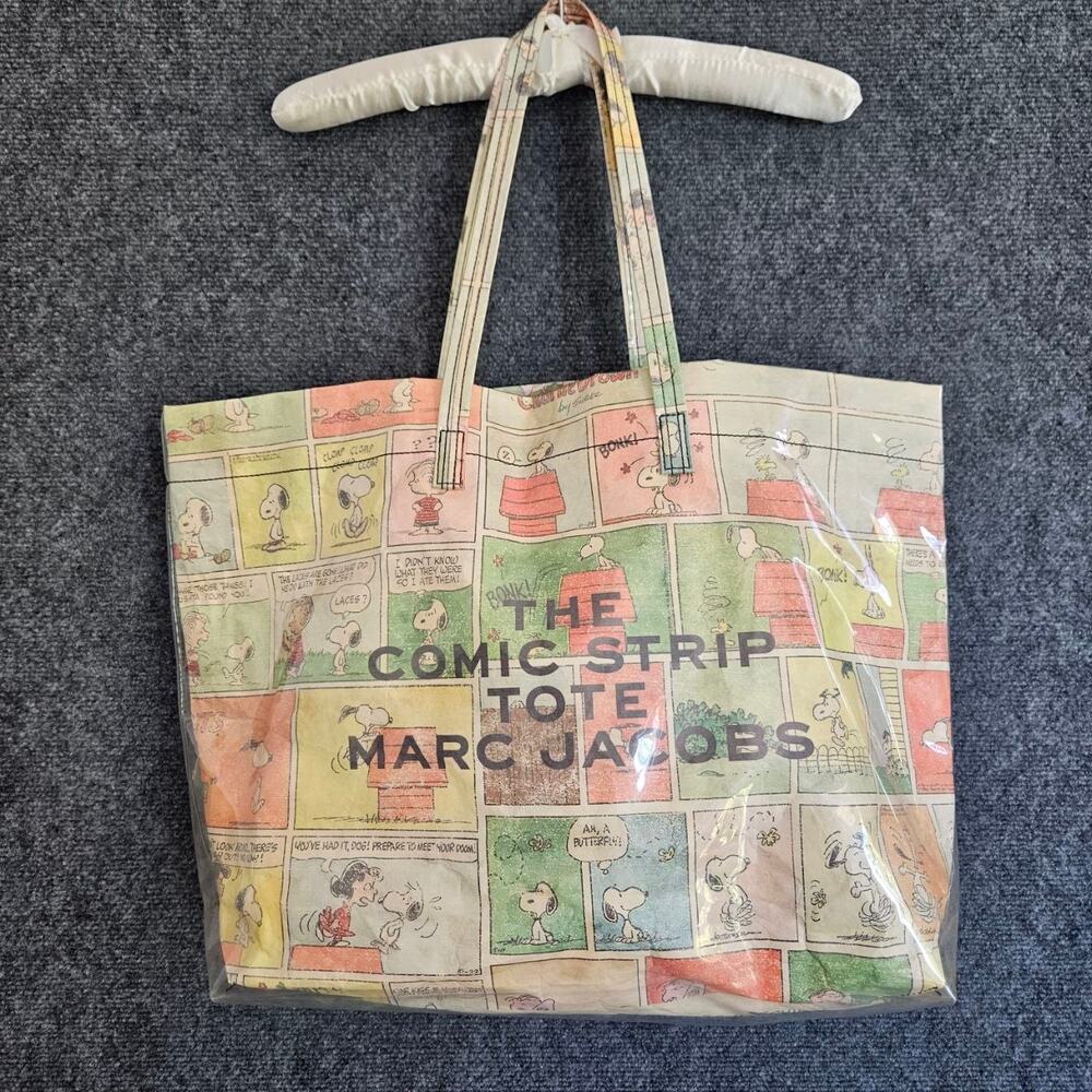 Marc Jacobs Comic Strip Tote in Cream with Green, Red, Pink and Tan Panels